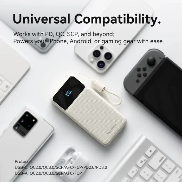 Vention Powerbank 10000mAh 22.5W Rosa con Cable USB-C